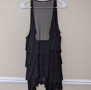 Free People Black Ruffle Tiered Modal Flowy Shacket Vest